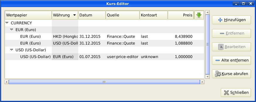 Kurs-Editor-Fenster nachdem wir die Online Kurse bezogen haben.