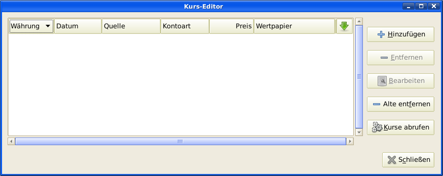 Kurs-Editor Fenster.