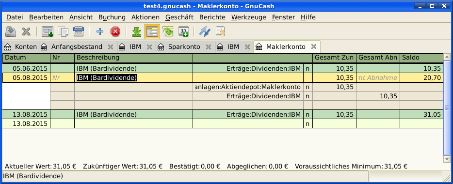 Ein Bild des Makler Kontoreiters nach einer Reihe von Dividenden in Geld.