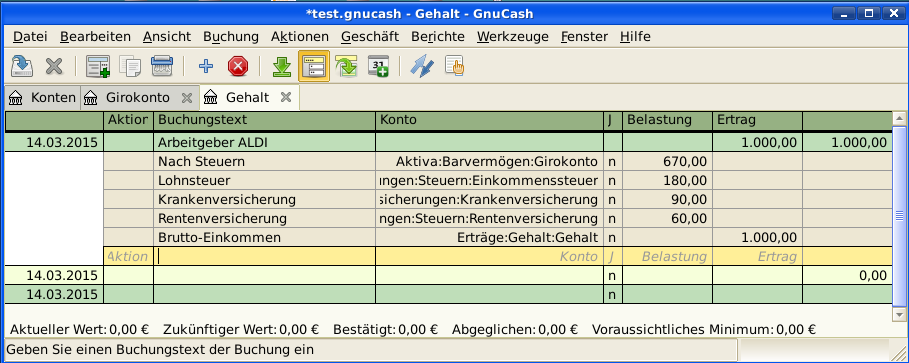 Dieses Bild zeigt Ihnen das Konto Ertrag:Gehalt.