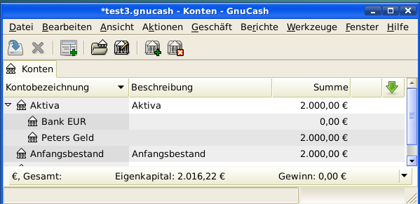 Kontostände nach dem Verleihen des Geldes.