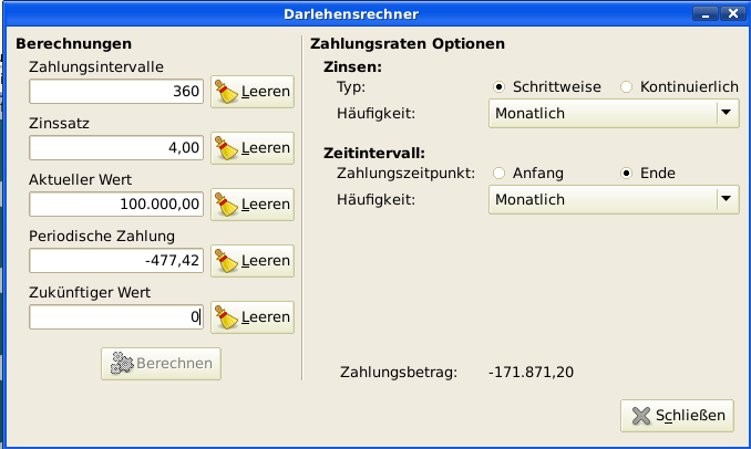 Der GnuCashDarlehensrechner.